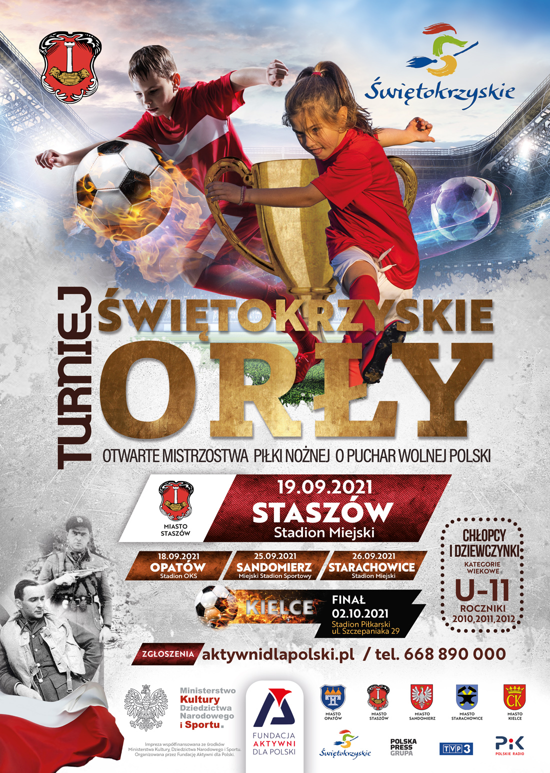 Plakat: W niedzielę 19 września o godzinie 10.00 na Stadionie Miejskim w Staszowie odbędą się 