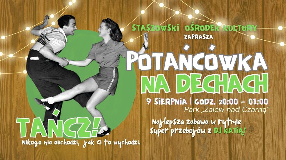 Plakat informacyjny dotyczący potańcówki