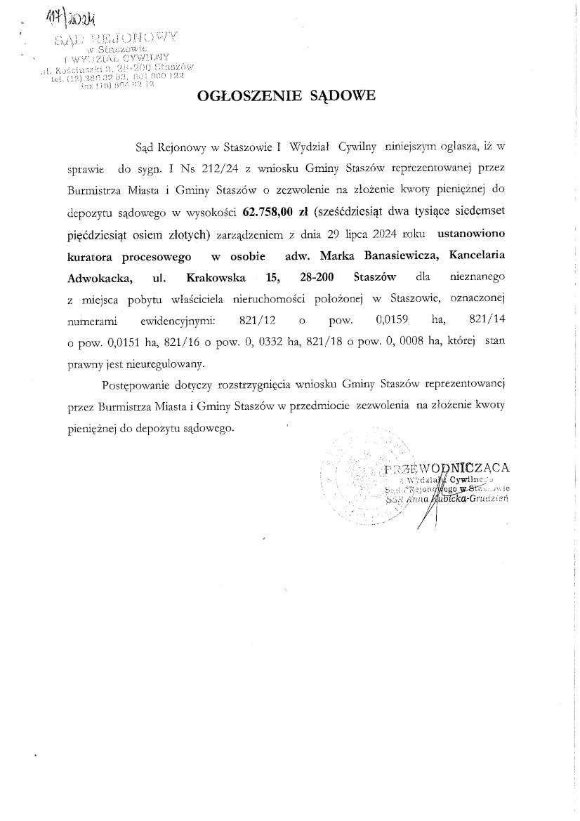 Ogłoszenie sądowe