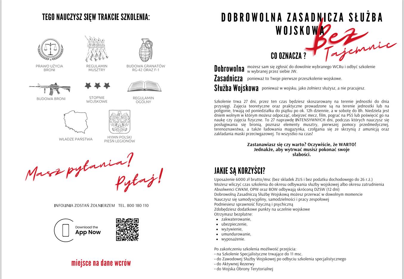 ULOTKA: DOBROWOLNA ZASADNICZA SŁUŻBA WOJSKOWA
