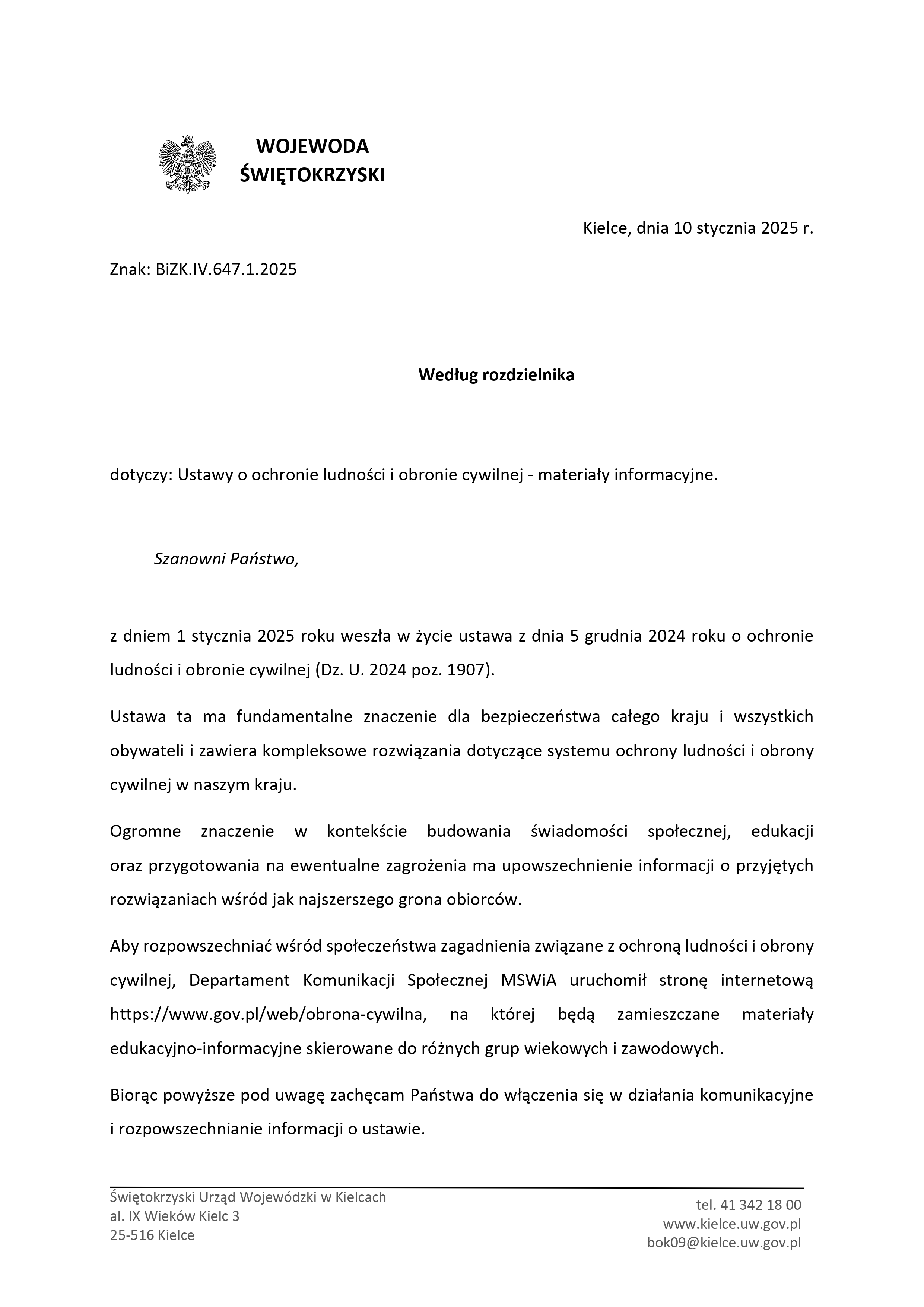 Informacja: Ustawa o ochronie ludności i obronie cywilnej