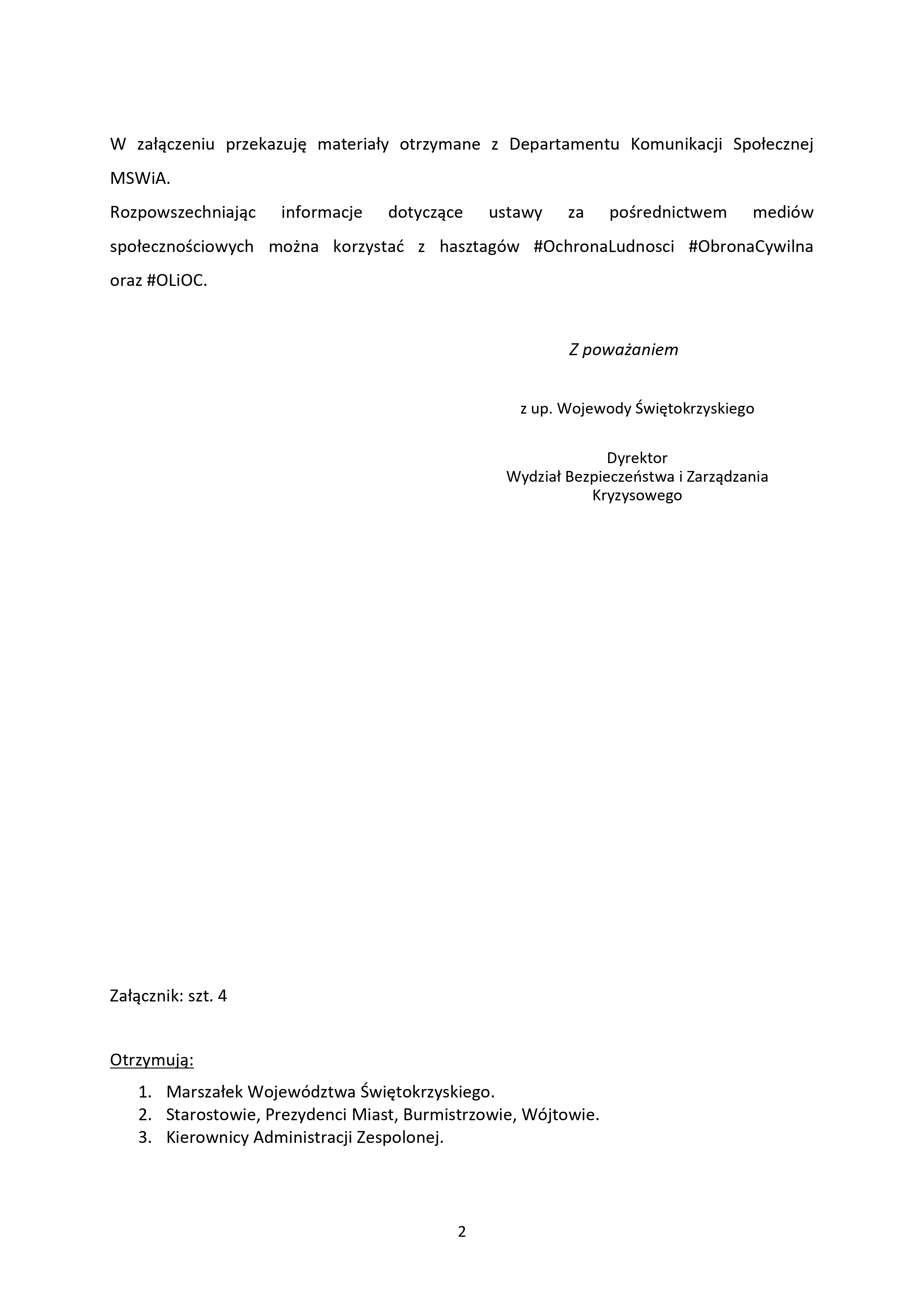 Inforacja: Ustawa o ochronie ludności i obronie cywilnej