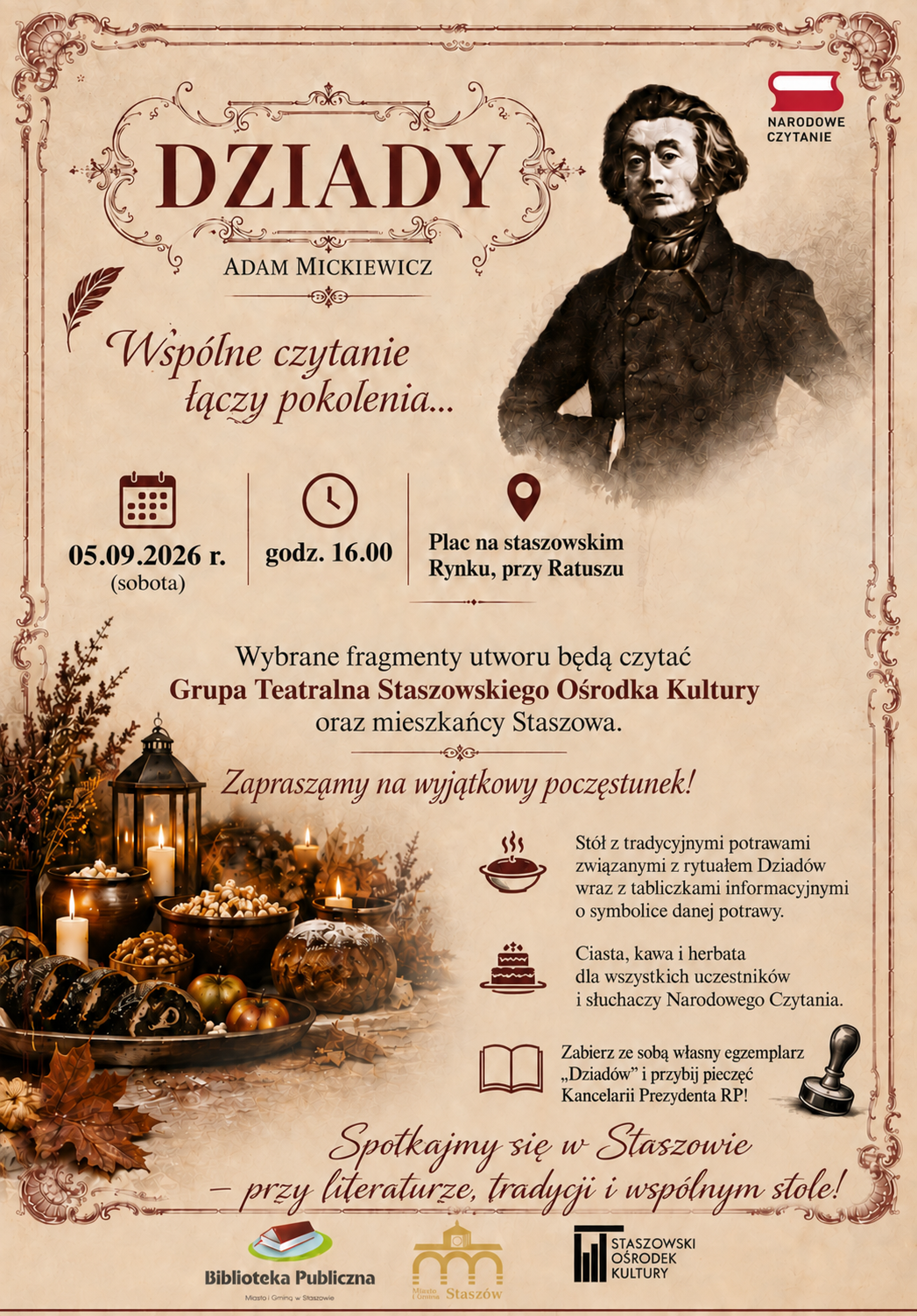 Plakat_Narodowe Czytanie w&nbsp;Staszowie &ndash; zapraszamy!