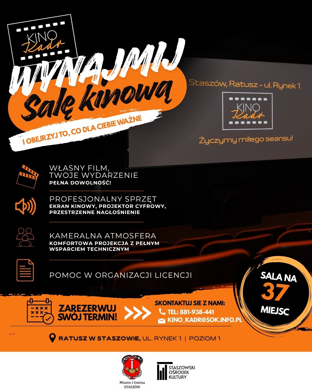 Grafika: Wynajem sali kinowej
