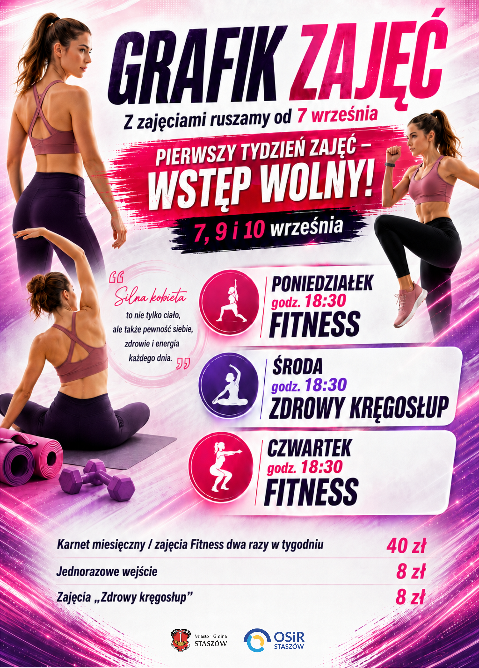 Plakat: FITNESS oraz&nbsp;&bdquo;Zdrowy kręgosłup&rdquo;