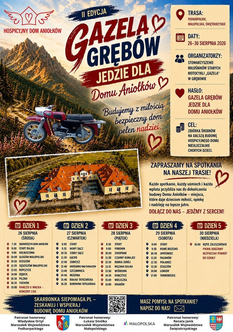Plakat_II Rajd Charytatywny &bdquo;Gazela Gręb&oacute;w jedzie dla Domu Aniołk&oacute;w&rdquo;_Stasz&oacute;w