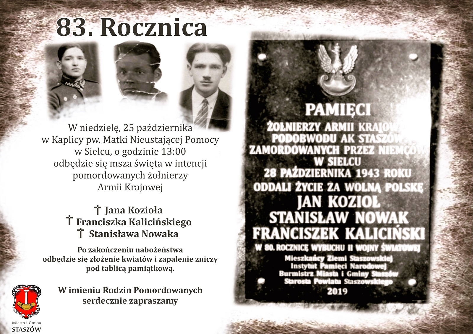 Plakat_83. rocznica zbrodni w&nbsp;Sielcu