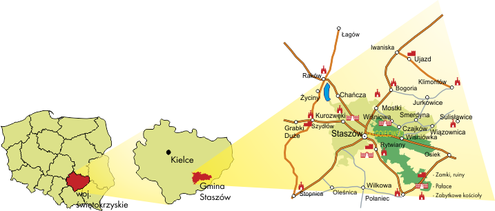 mapa z zaznaczoną gminą Staszów