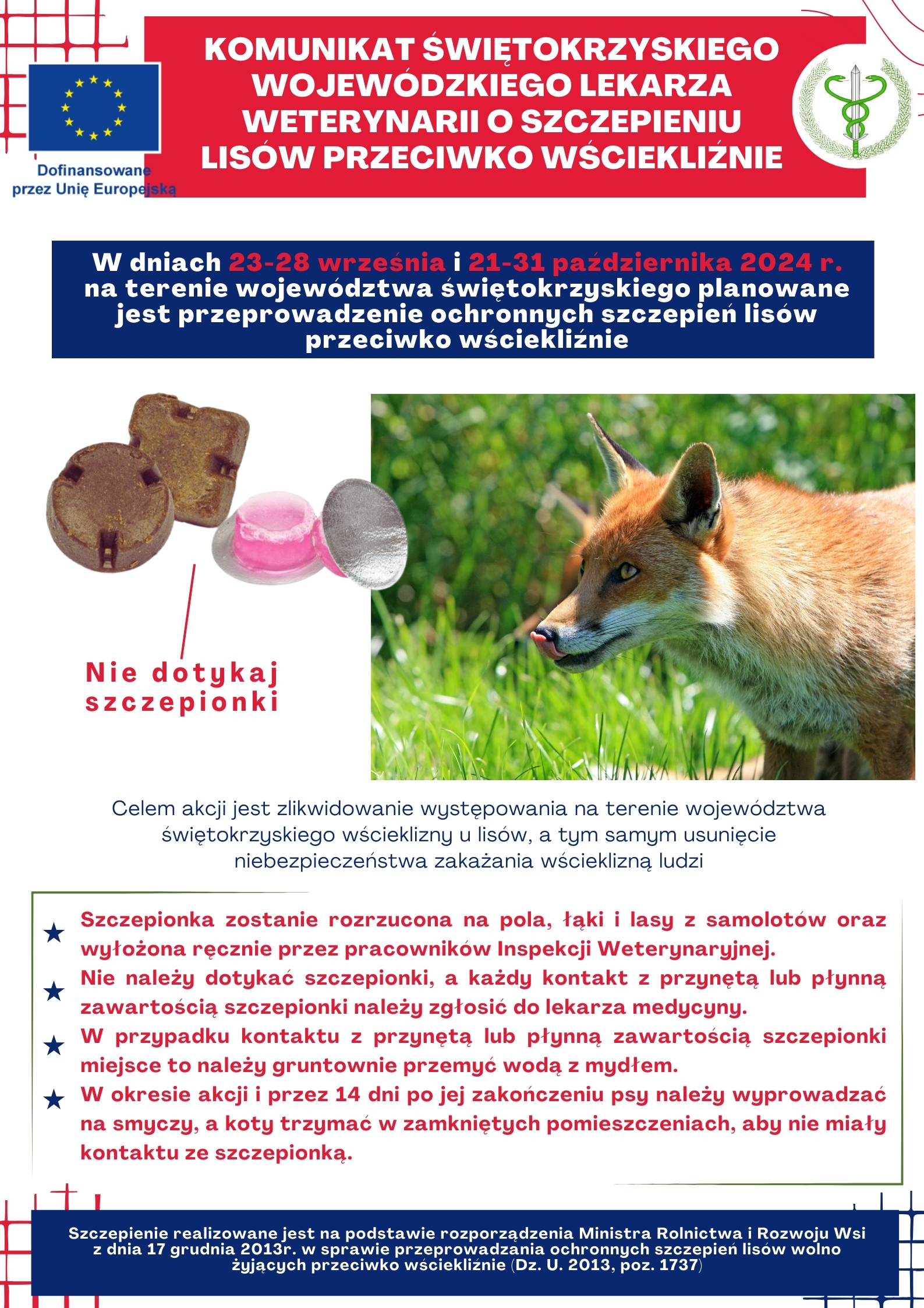 Plakat dotyczący akcja szczepienia lis&oacute;w
