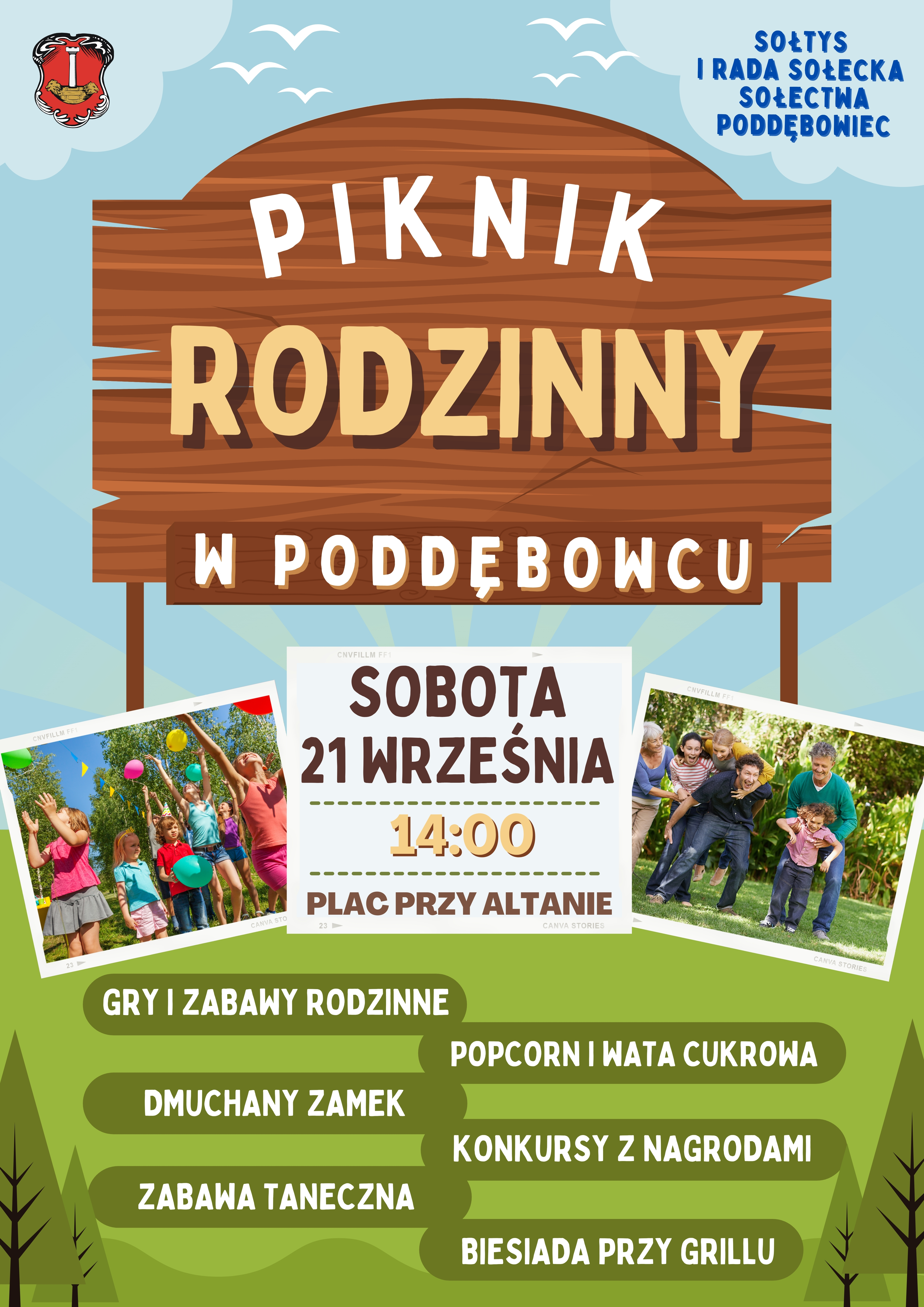 Piknik rodzinny w Poddębowcu - plakat