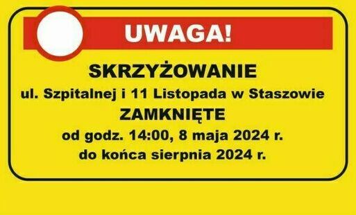 Zdjęcie do UWAGA! Skrzyżowanie ul. Szpitalnej i 11 Listopada w Staszowie zamknięte