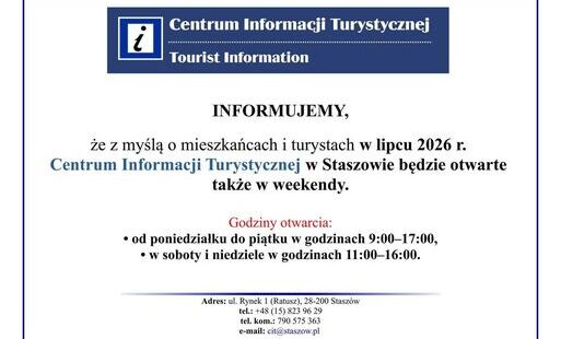 Zdjęcie do W lipcu Centrum Informacji Turystycznej otwarte także w soboty i niedziele