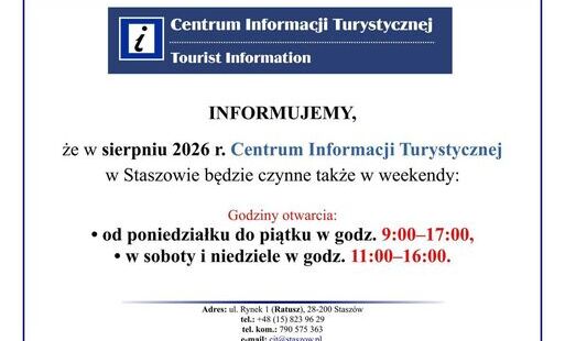 Zdjęcie do W sierpniu Centrum Informacji Turystycznej w Staszowie otwarte także w weekendy