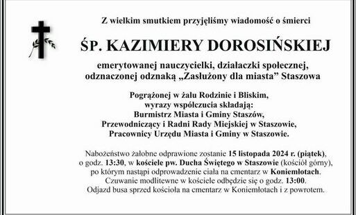 Zdjęcie do Nie żyje śp. Kazimiera Dorosińska