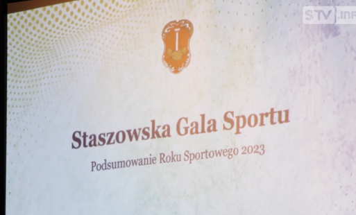 Slajd z rzutnika na ekreie: 'Staszowska gala sportu'