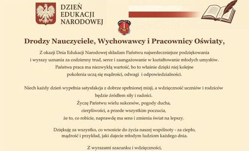 Grafika: Życzenia z okazji Dnia Edukacji Narodowej