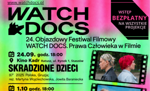 Plakat: WATCH DOCS w Kinie Kadr w Staszowie