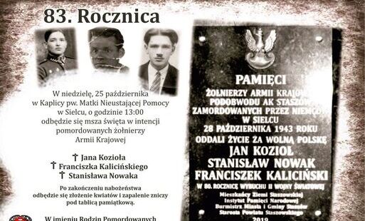 Plakat: 83. rocznica zbrodni w Sielcu