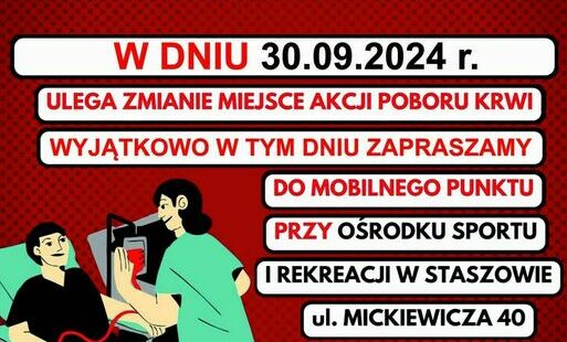 Zdjęcie do Zmiana miejsca akcji poboru krwi