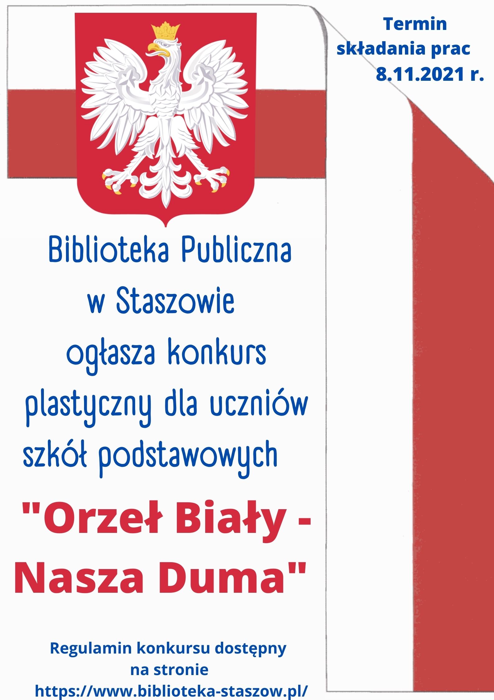 Plakat: Biblioteka Publiczna w Staszowie ogłasza konkurs plastyczny dla uczniów szkół podstawowych 