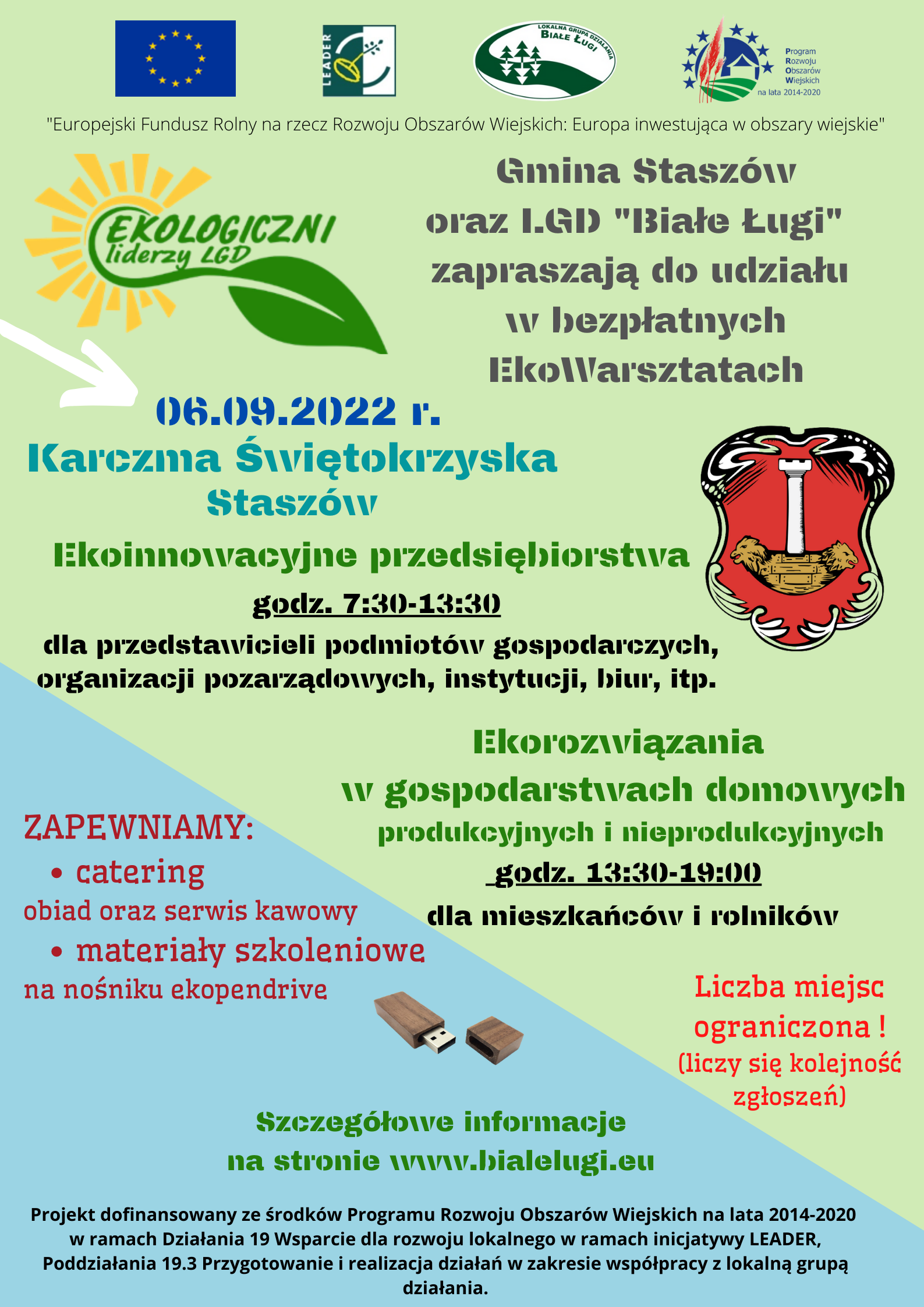 Plakat informacyjny: Gmina Staszów oraz LGD 